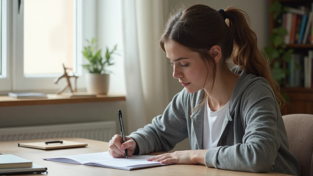 Estudante analisando estrutura de frases complexas com concordância nominal em português